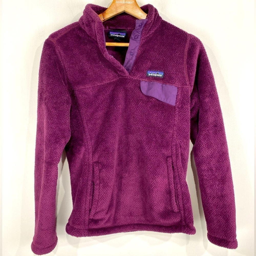 Patagonia Polar Tec Snap Up Down Fleece Pullover Sweatshirt Jacket‎ Purple Small